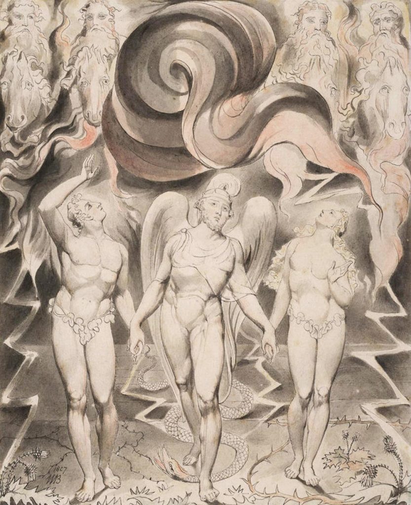 El paraíso perdido. La expulsión del paraíso, W. Blake, 1807