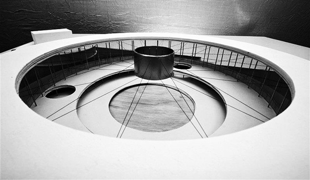 Maqueta del pabellón americano, detalle de la estructura de cubierta, 2010. © Peter Putman, Vakgroep Architectuur & Stedenbouw, Universiteit Gent . http://atomium.be/mini58.aspx