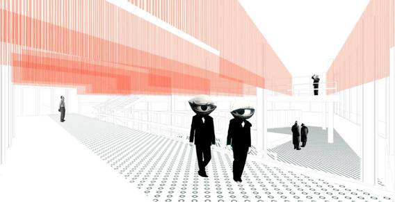 Imagen del proyecto ganador del concurso abierto ¨dressing up¨del Espacio Congreso, en la Sede del Colegio Oficial de Arquitectos © A.Perich, R.Such y M.Neering
