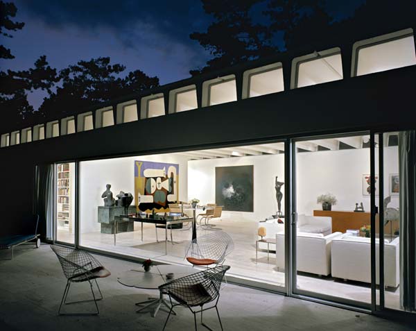 Travertine House, 1963, Gordon Bunshaft, Fotografía: Ezra Stoller salón