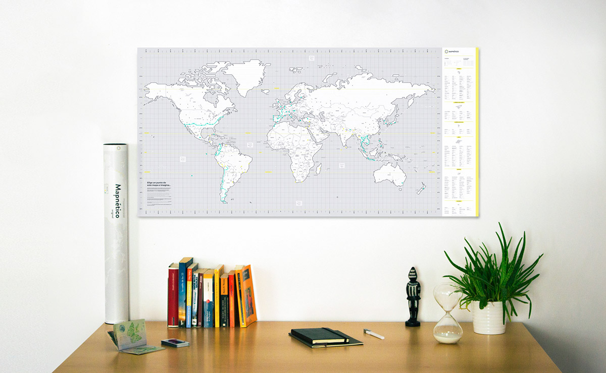 Mapa Mapnético Original, un mapa magnético para marcar tus viajes por el mundo. 