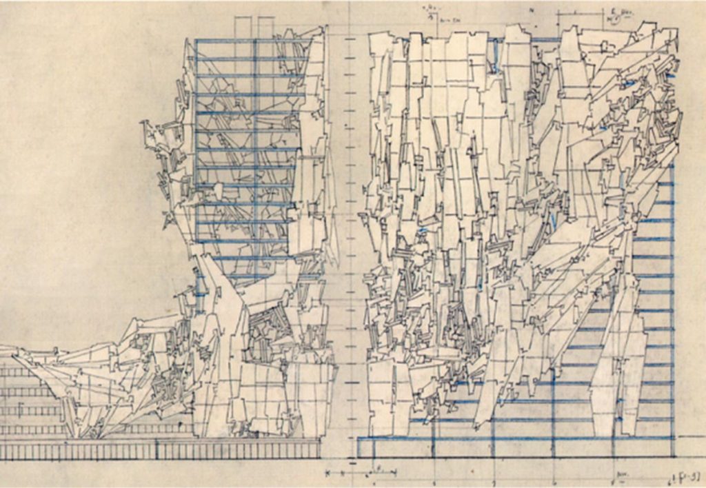 Lebbeus Woods reconstrucción del parlamento de Bosnia y Herzegovina del arquitecto Juraj Neihardt, 1955