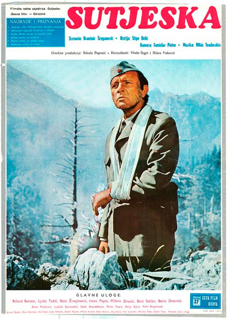 Cartel de la película Sutjeska con Richard Burton en papel de Tito