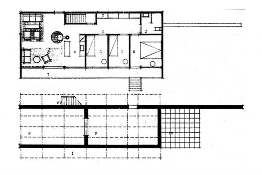 Jacobsen plantas del proyecto definitivo para la casa Kokfelt (1955-56).