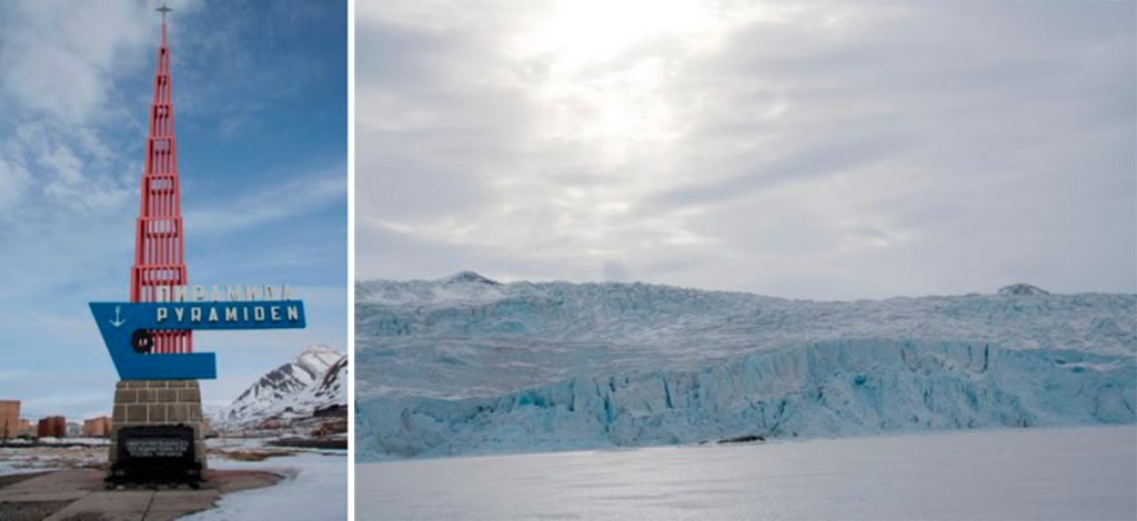 Pyramiden: monumento de la entrada | Montaña que por su forma da nombre a la ciudad