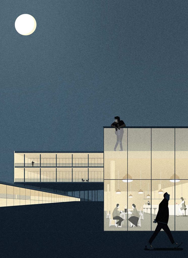 Proyecto de edificio de uso mixto en Loja, 2017. Ilustración de arquitectura. Cliente: Ana Asensio © memosesmas