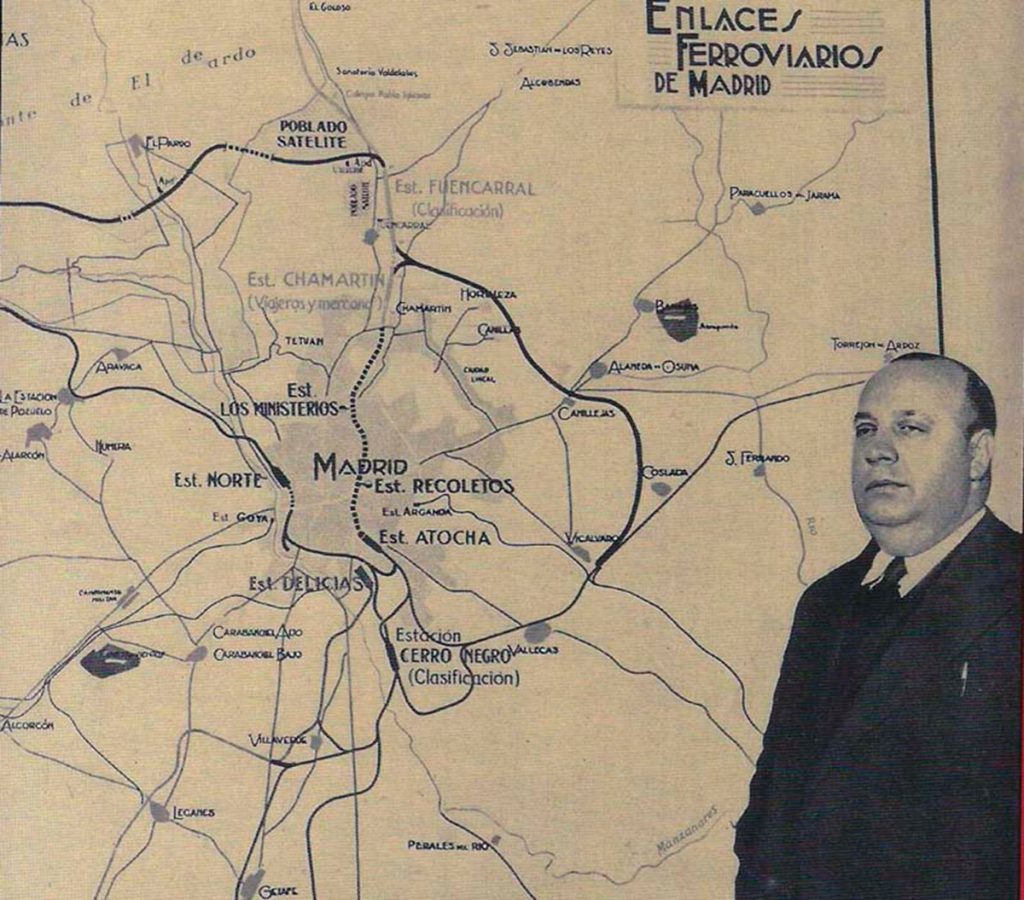 En esta foto del Plan de Enlaces Ferroviarios se aprecia el trazado del túnel Atocha-Chamartín representado en línea discontinua. Foto Fundación Indalecio Prieto