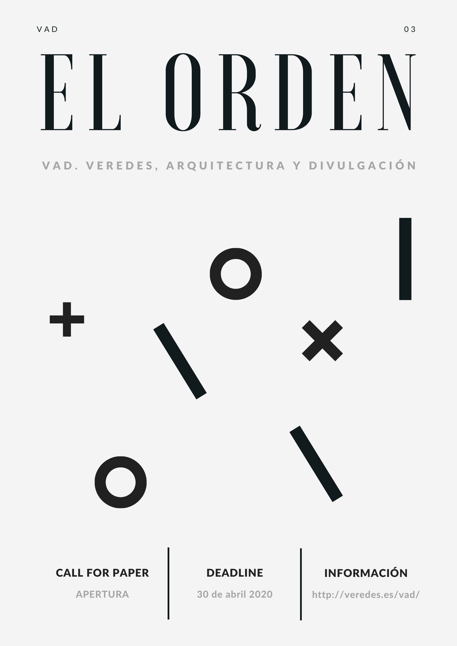 Call for Papers. VAD 03. El Orden