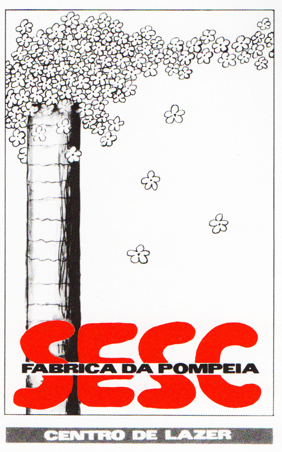 Afiche con el logotipo y diseño de Lina Bo Bardi 1982, propiedad de Ediciones Sesc