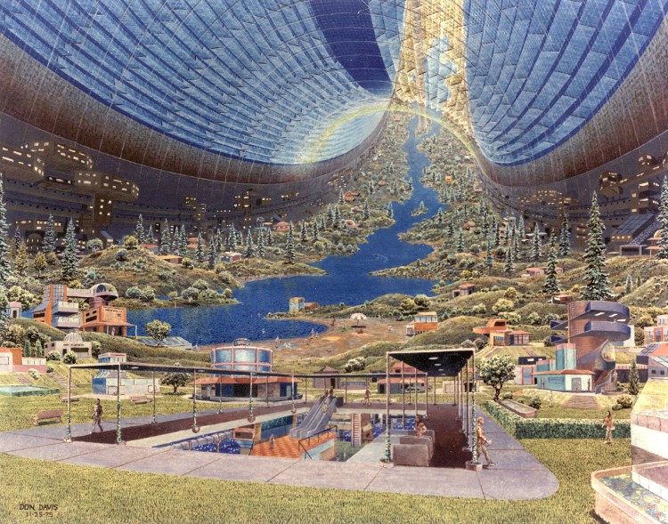 Origen Pedro Hernández Imágenes Cortesía de la página web  NASA’s Space Colony Art from the 1970’s. Vistas interiores, colonias cilíndricas y toroidales, seguido por un corte según una esfera de Bernal.