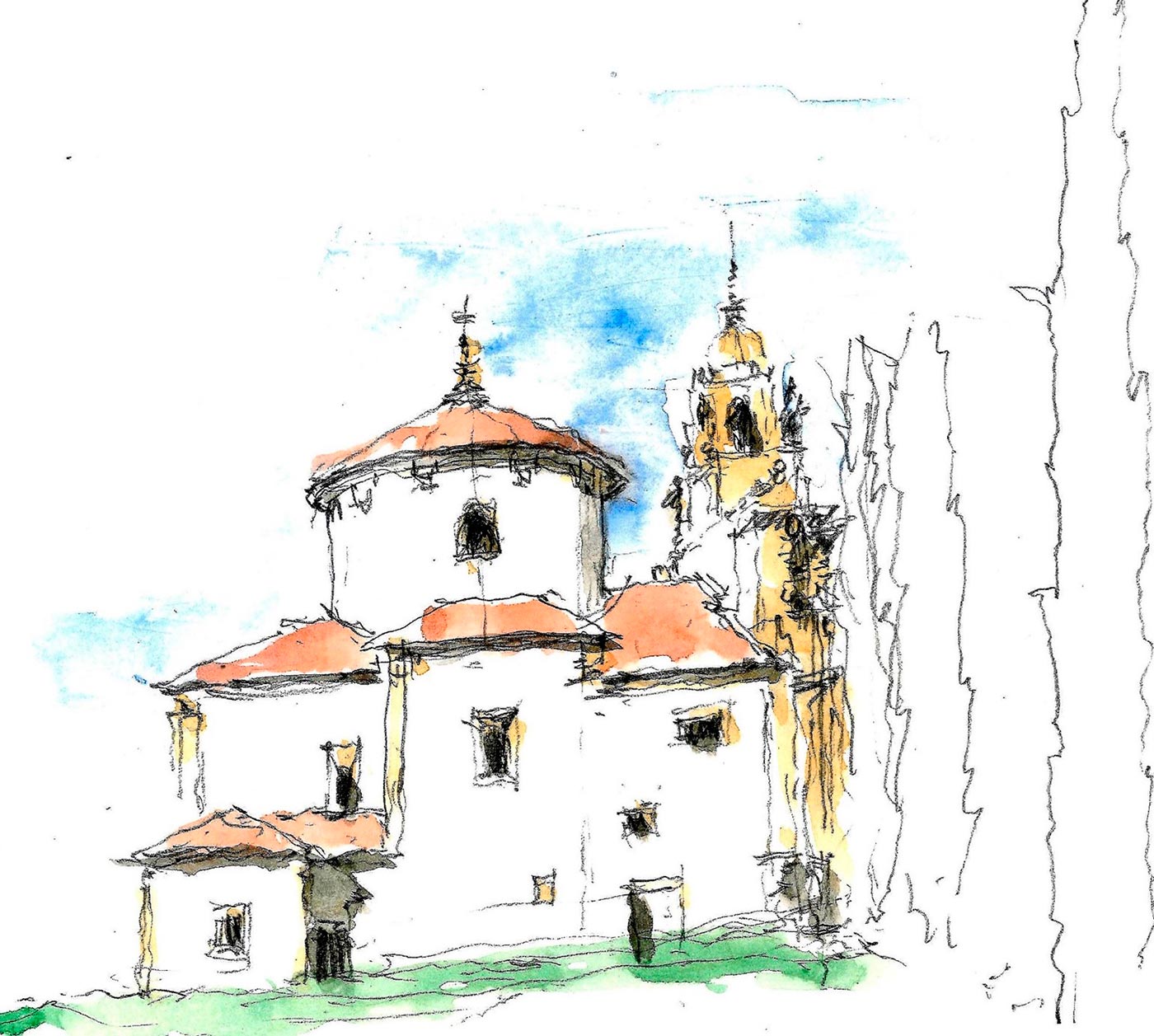 Nueva vida a los tejados del centro histórico de Santiago Dibujo Iglesia de San Fructuoso_Pablo Tomé