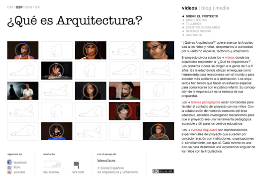 ¿Qué es Arquitectura Educación de arquitectura para la infancia Jorge Raedó Álvarez La página de entrada a la web www.queesarquitectura.org, ya desaparecida.