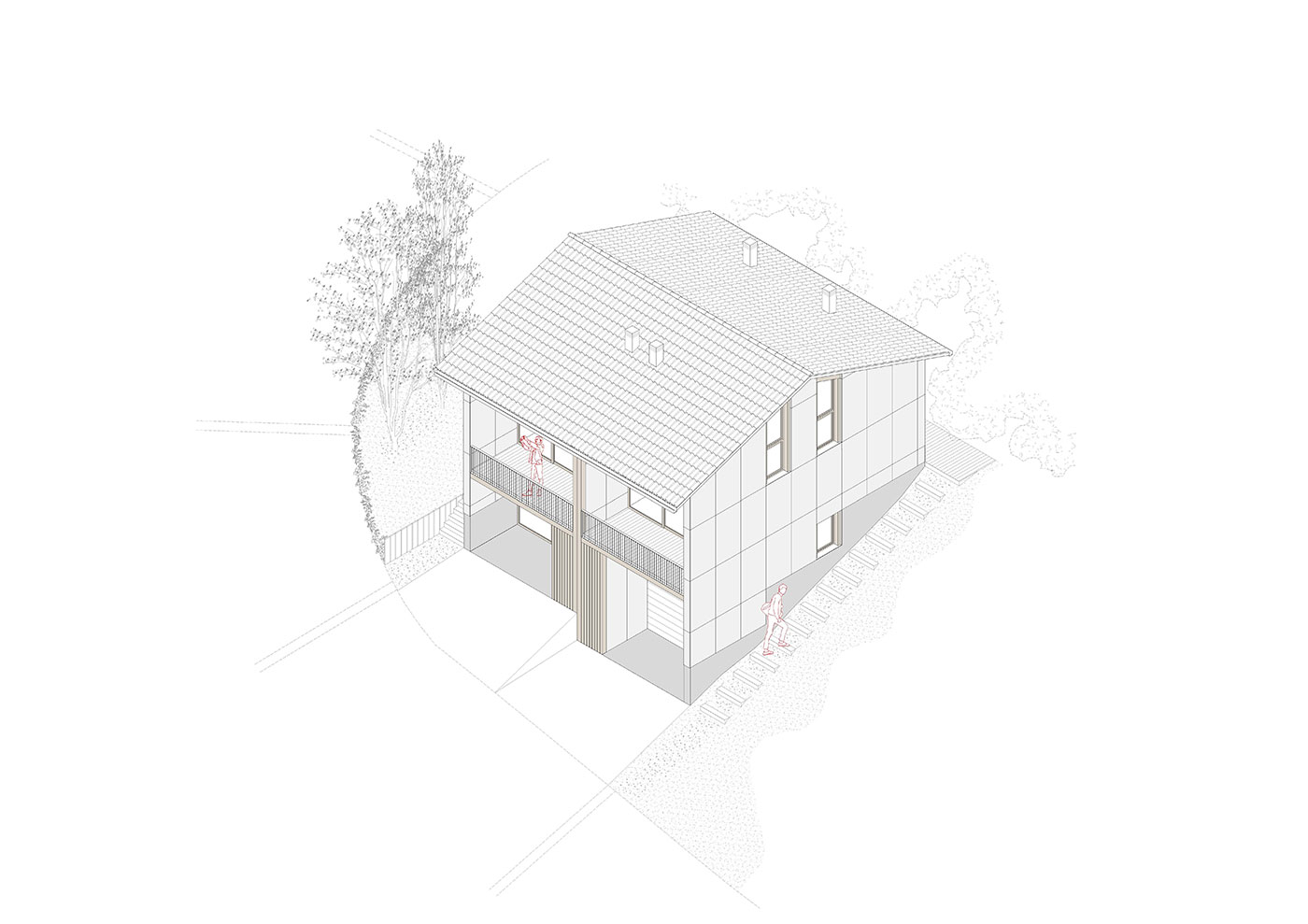 Casas Vivet. Dos casas unifamiliares de madera Sau Taller d’Arquitectura 8 AXO-2