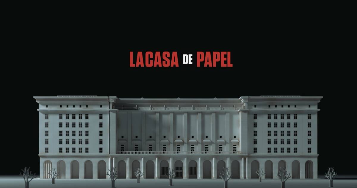 Madrid en La casa de papel Jorge Gorostiza Títulos de crédito de las temporadas 3, 4 y 5 con la maqueta de la sede del antiguo Ministerio de Fomento