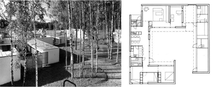 La naturaleza del patio Miguel Ángel Díaz Camacho Vista aéra de los patios y las cubiertas en implivium. (MAF) y planta de Pentti Ahola. Hakalehdon Atriumtalot, 1961-64 La naturaleza del patio Miguel Ángel Díaz Camacho Vista aéra de los patios y las cubiertas en implivium. (MAF) y planta de Pentti Ahola. Hakalehdon Atriumtalot, 1961-64