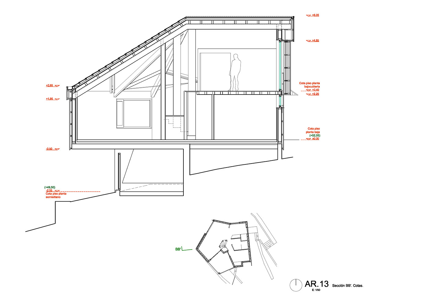 Casa Panches ARKB - Arrokabe arquitecto 10_Sección-BB