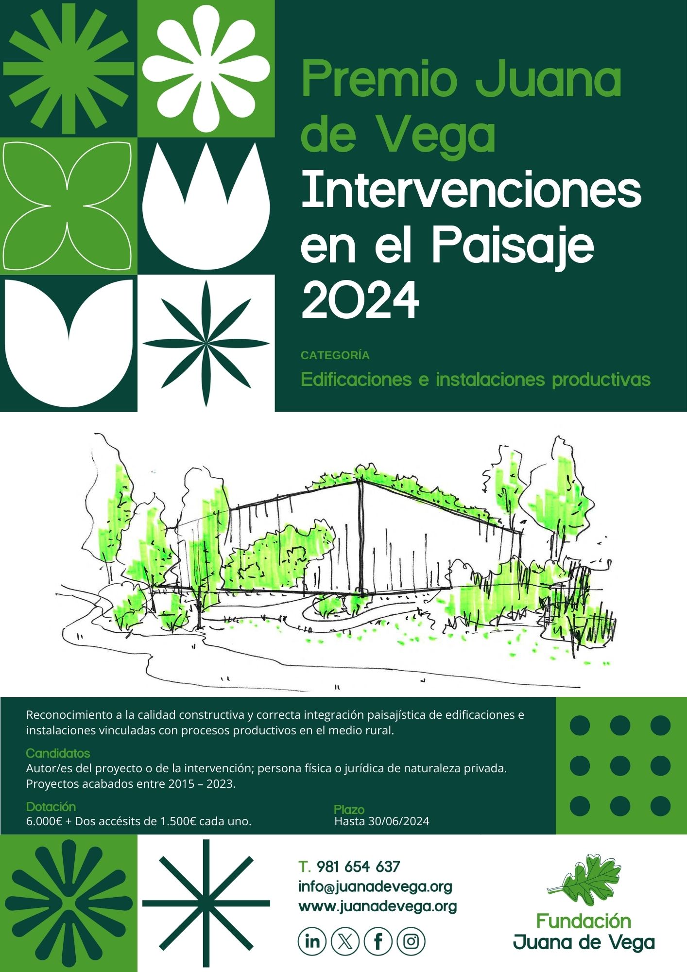 El Premio Juana de Vega de Intervenciones en el Paisaje 2024 estrena la categoría de “ Edificaciones e instalaciones productivas” en el medio rural