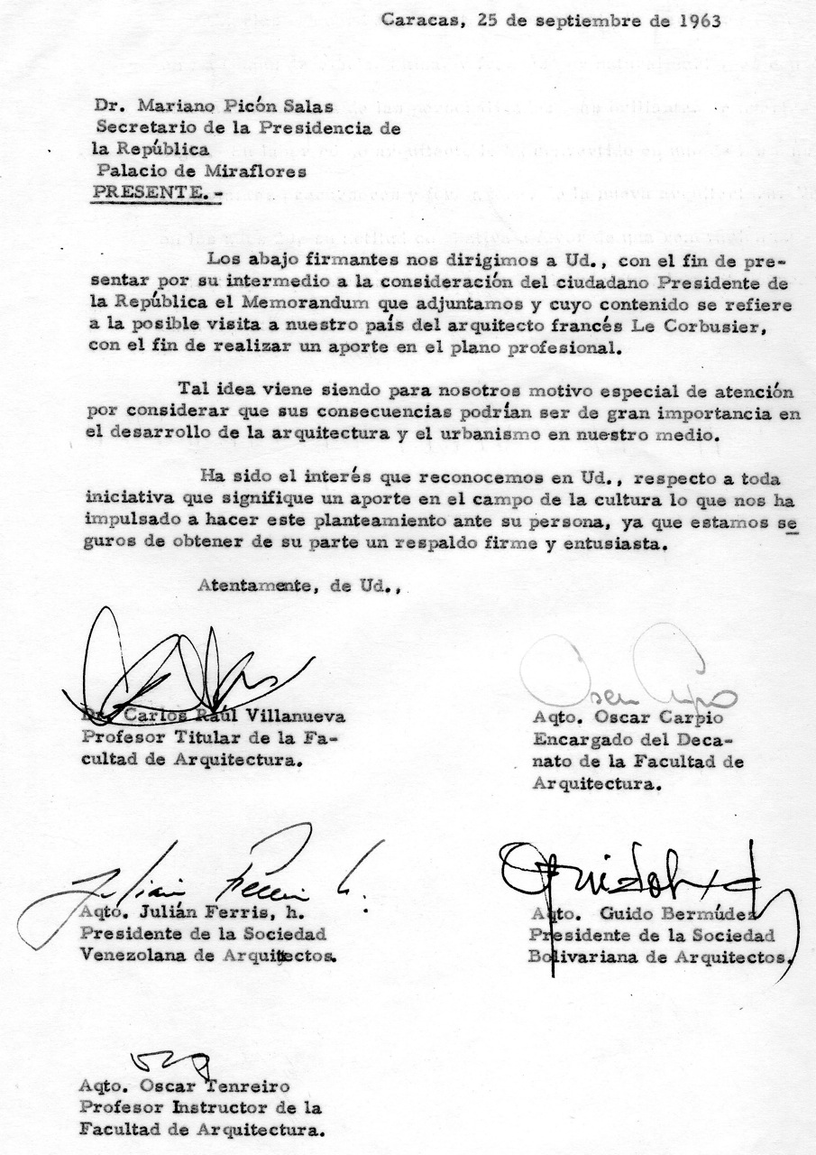 Le Corbusier y Todo llega al mar Carta del Grupo a Mariano Picón Salas.