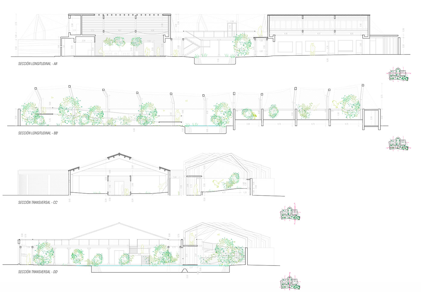 Centro de Biodiversidad de Burgos AJO taller de arquitectura 2 secciones Centro de Biodiversidad de Burgos AJO taller de arquitectura 2 secciones