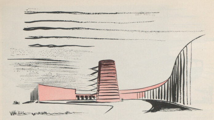 Las Ferias del Campo. Paisajes y arquitecturas modernas en la Casa de Campo Francisco Cabrero, Dibujo de Gran Madrid, n.º 16, 1951. © Herederos de Francisco Cabrero