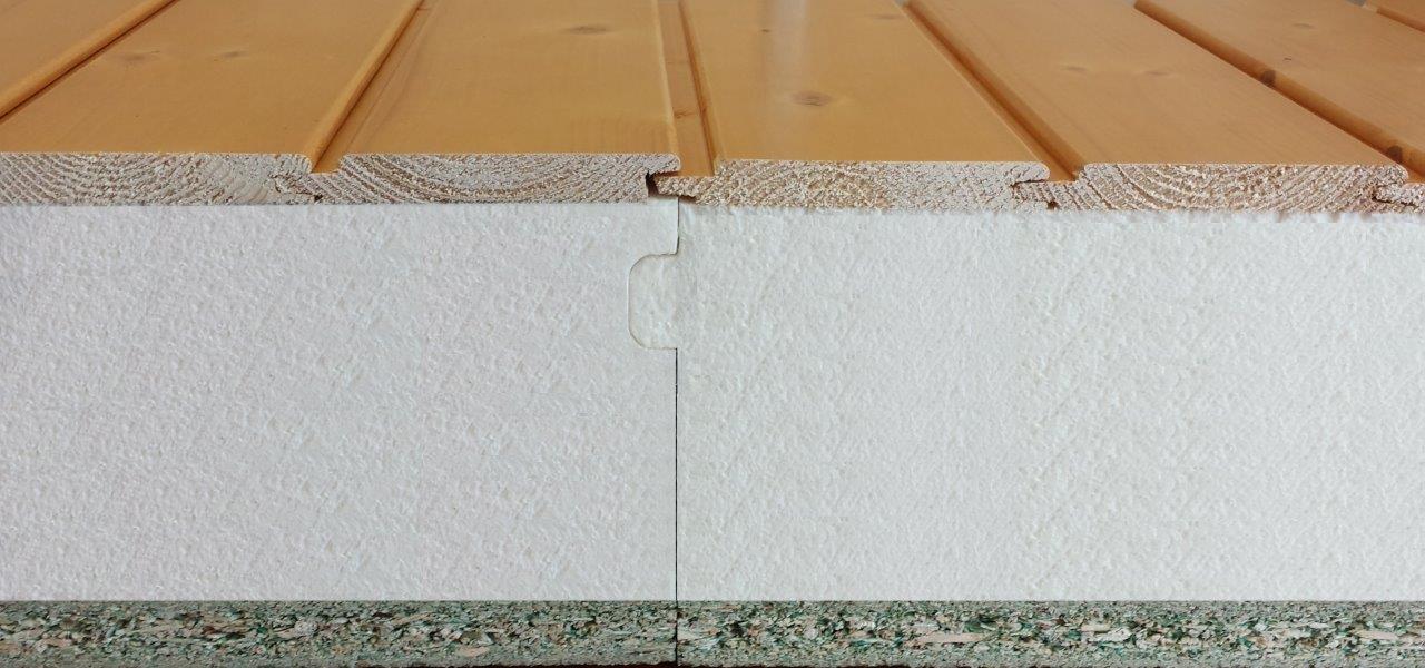 Cubiertas ligeras y eficientes con panel sándwich de madera Sistema machihembrado de panel sándwich de maderaondutherm