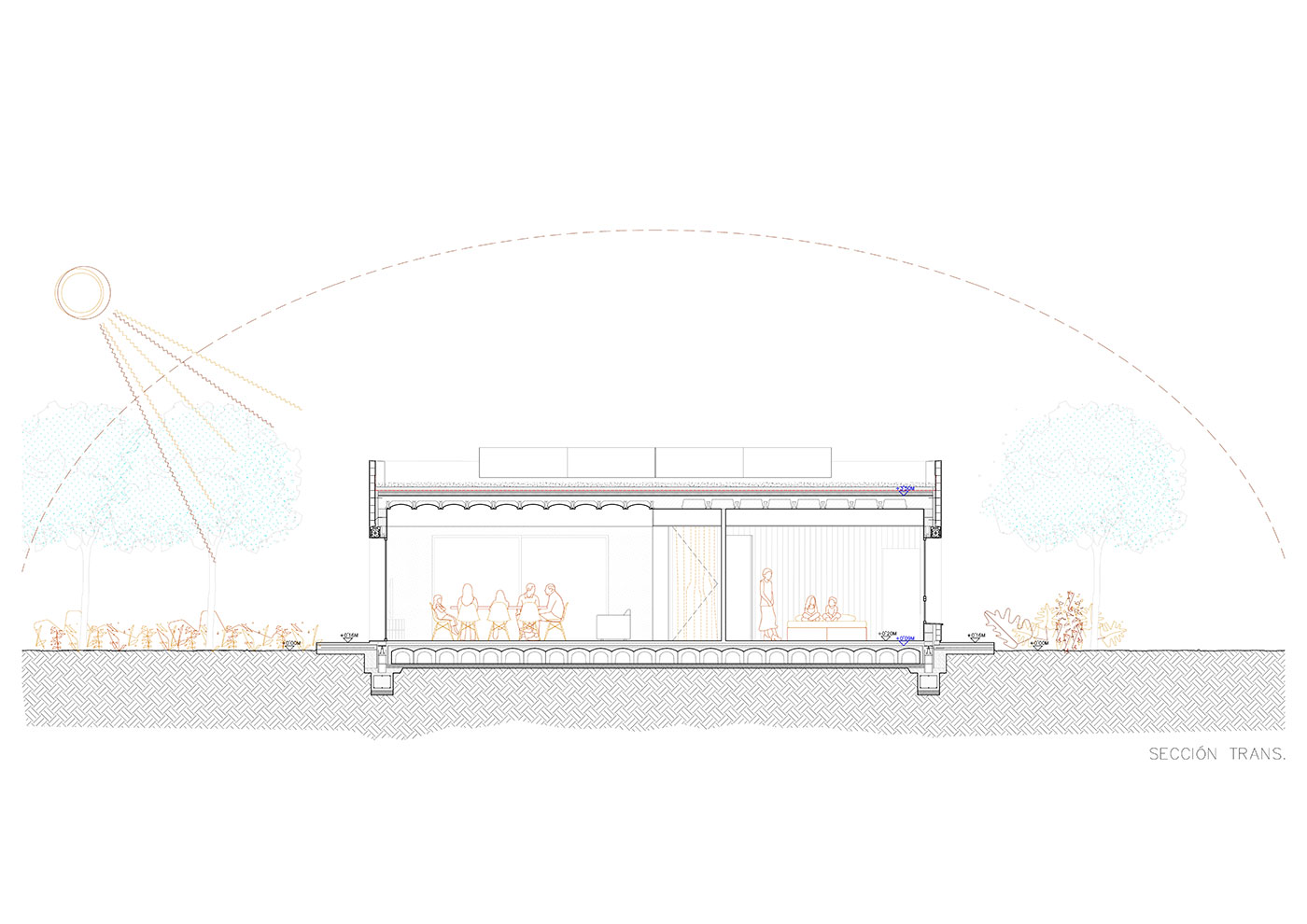 Casa de les Pinetes MENTRESTANT arquitectura cooperativa 6 seccion-transversal
