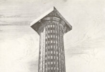 Concurso para la torre del Chicago Tribune (1922). Fuente dibujo de Adolf Loos