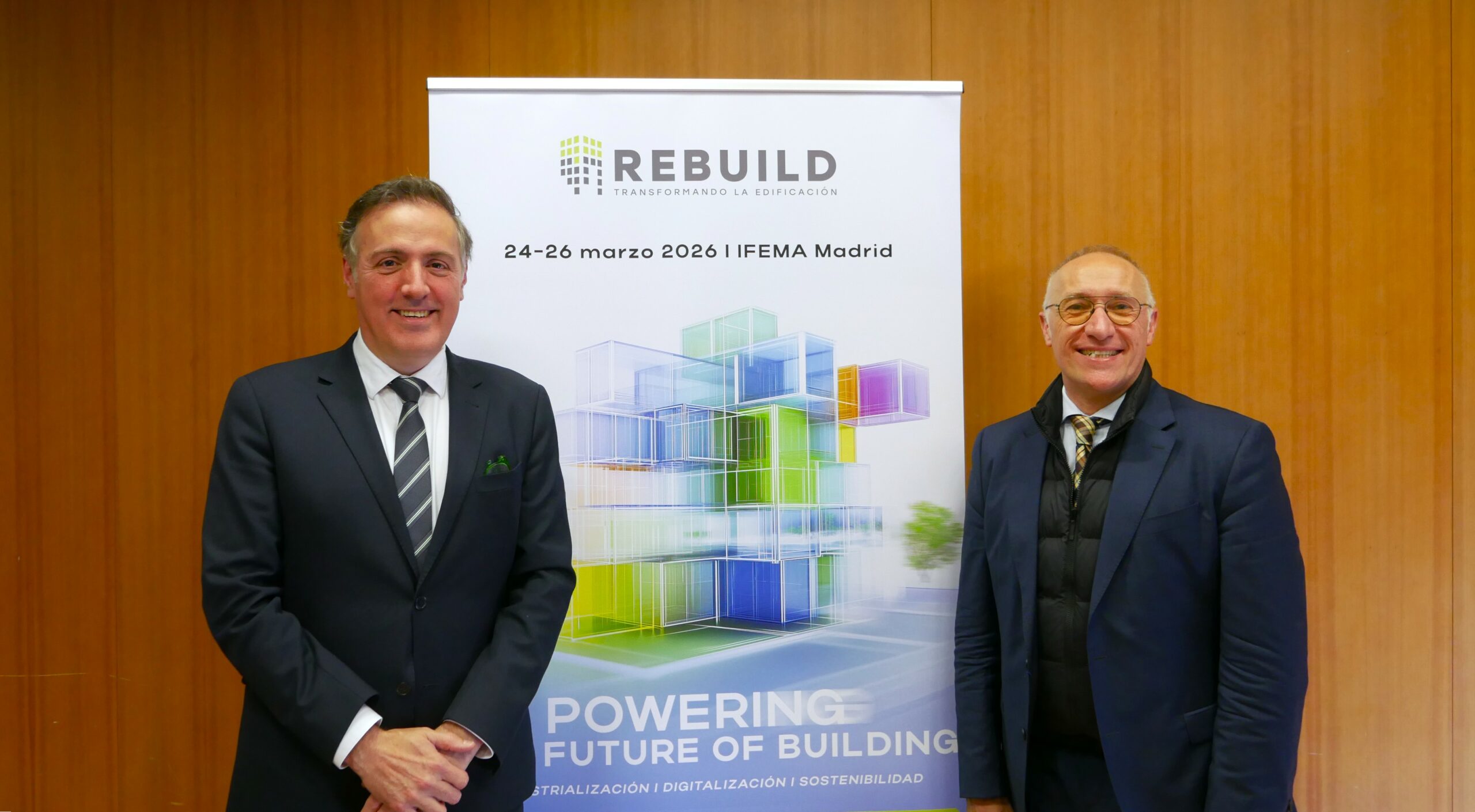 David Martínez, presidente de REBUILD, junto con Ignasi Pérez-Arnal, director del Congreso de Arquitectura Avanzada y Construcción 4.0