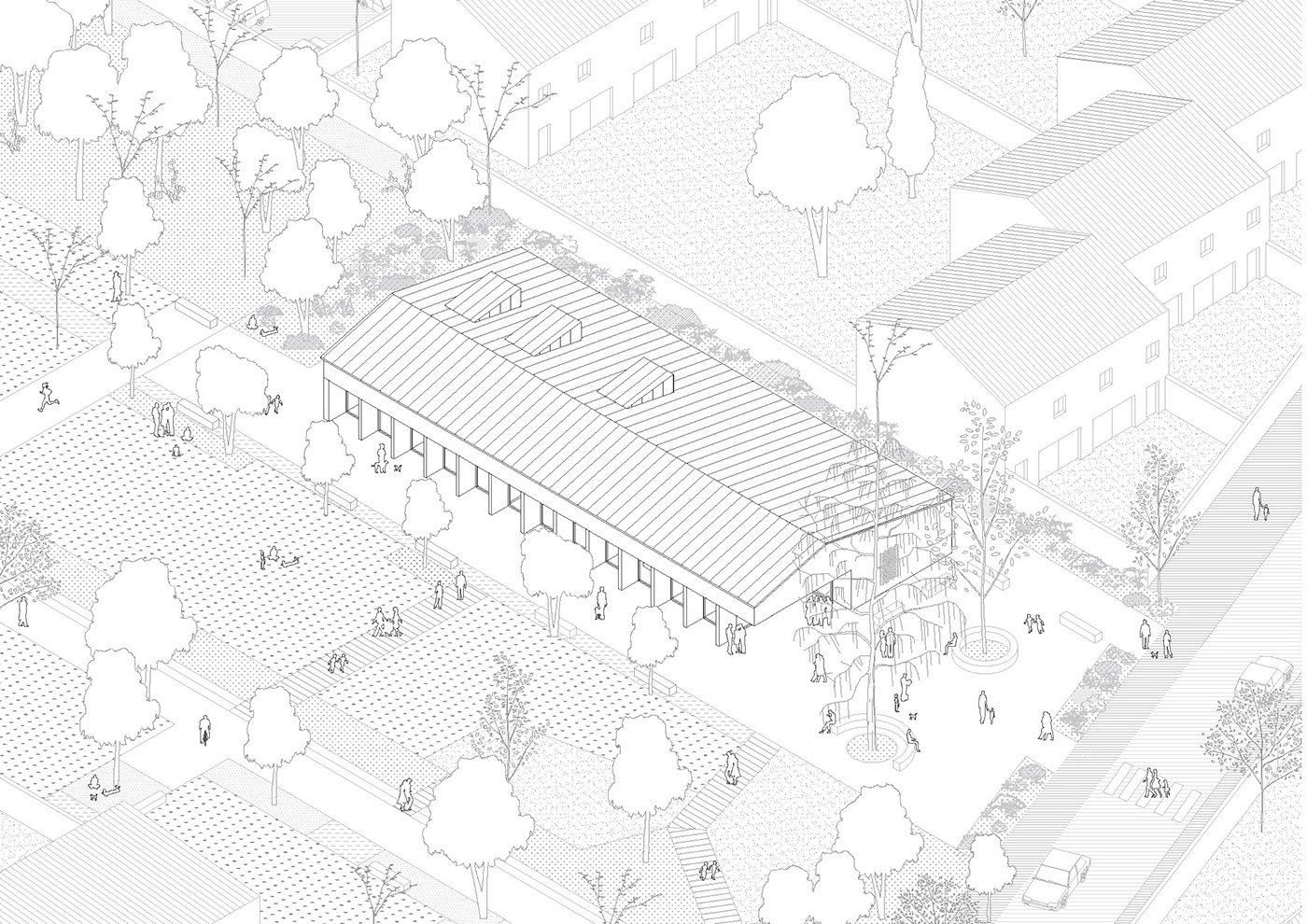 Centro Comunitario Rosa Parks SPL Marne au bois 1 Axonometría