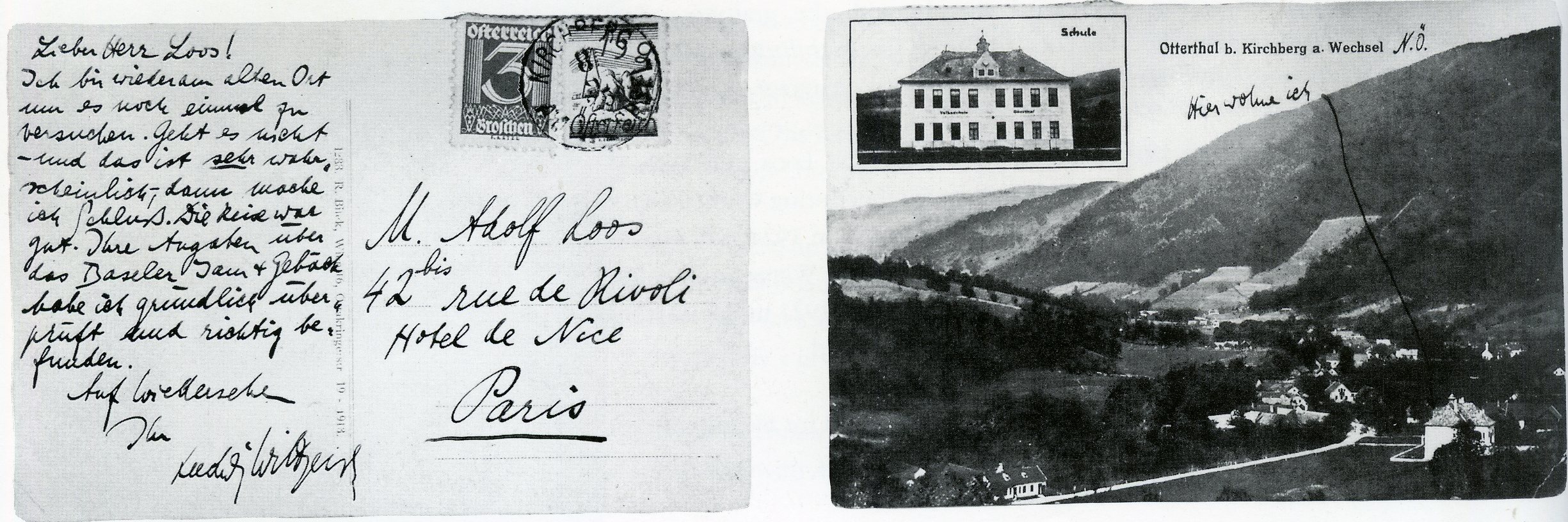 La casa Wittgenstein Óscar Tenreiro Degwitz Postal de LW para Adolf Loos, desde la aldea donde era maestro de escuela