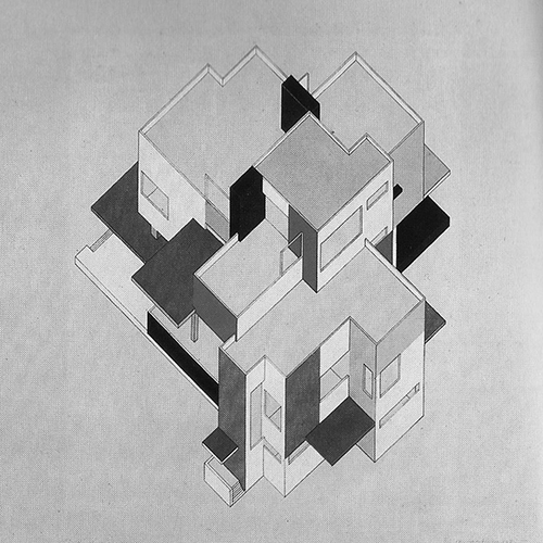 Cornelis van Eesteren y Theo van Doesburg, Dibujo axonométrico, Maison Particulière, 1923. Fuente Friedman, De Stijl 1917-1931. Visiones de utopía, 86.