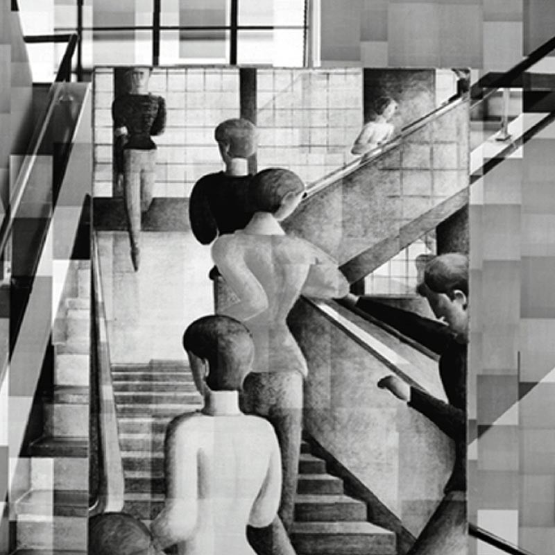 Bauhaus Staircase, 1932, Oskar Schlemmer. Fotoinstallation, Ausschnitt, 2015, The Museum of Modern Art, Nueva York Fotografía: Katharina Gaenssler
